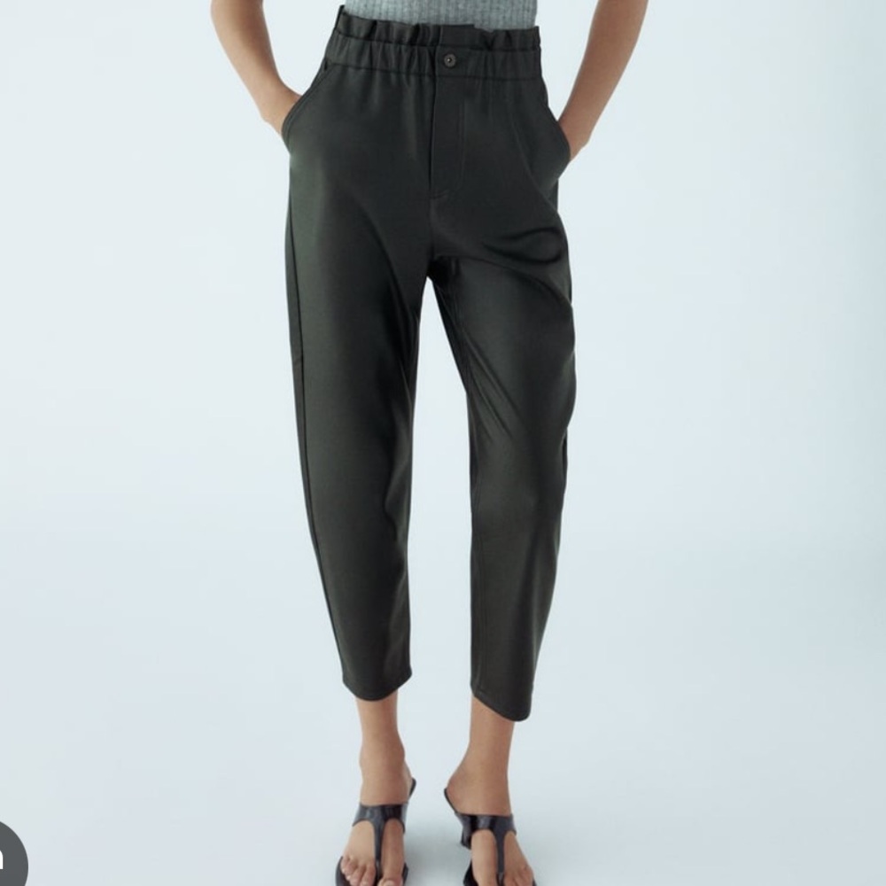 Zara Leather Paperbag Waist Pants
